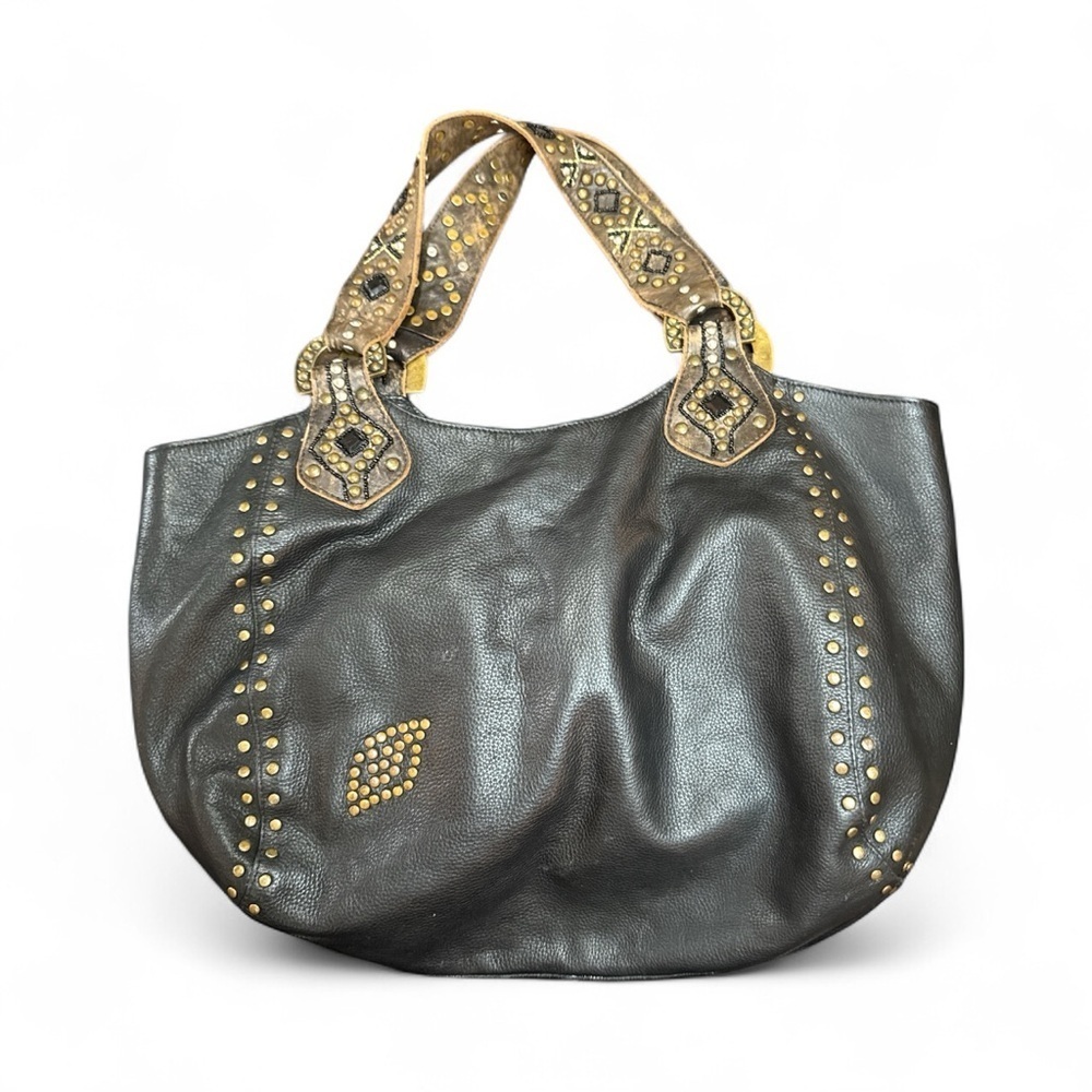 Betsy Johnson Black Leather Tote Bag - Picture 2 of 8